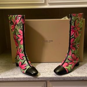 Michael Kors Pink and Green Runway Boots, size 39